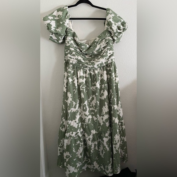 Abercrombie & Fitch Dresses & Skirts - Abercrombie & Fitch Emerson Poplin Midi Puff Sleeve Dress XL Green